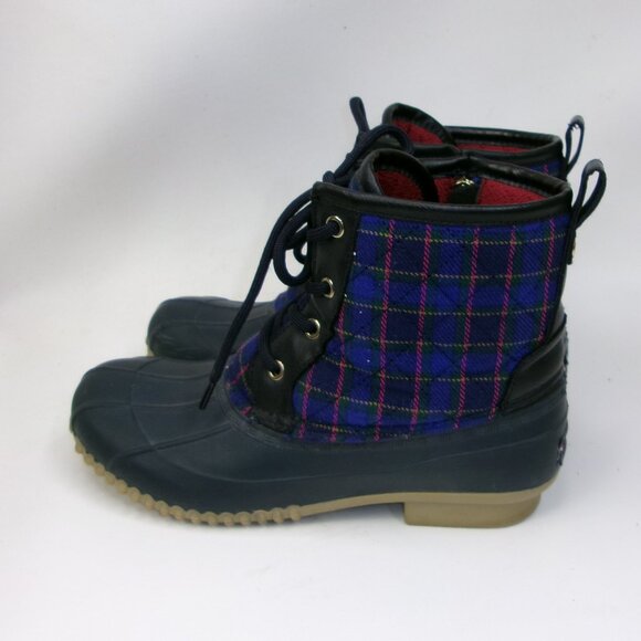 Tommy Hilfiger Plaid Blue Duck Boots Womens US 7 - Picture 3 of 6
